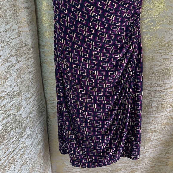 Ralph Lauren Purple Geometric Print Jersey Sheath Faux Wrap Dress Size 4 - Picture 5 of 14
